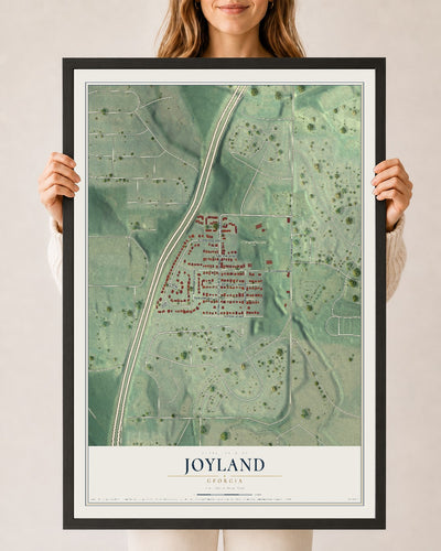 Joyland, Georgia map print, 24" x 36" W/ Black Ayous Wood Frame mockup