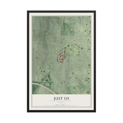 Just Us, Georgia map print, 12" x 18" W/ Black Ayous Wood Frame mockup