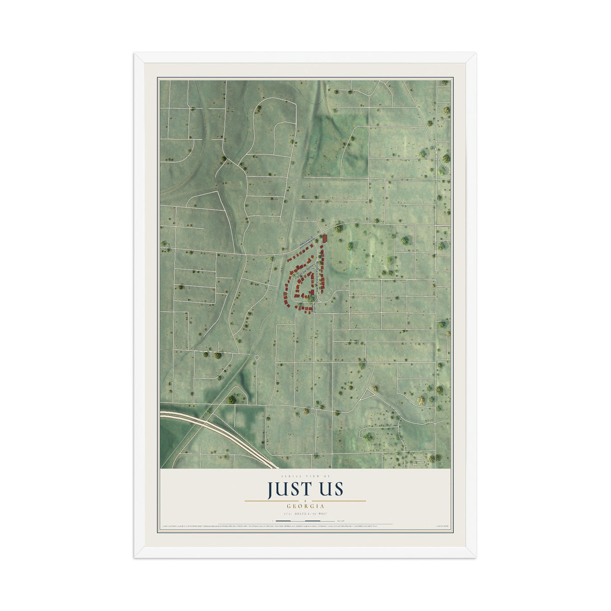 Just Us, Georgia map print, 12" x 18" W/ White Ayous Wood Frame mockup