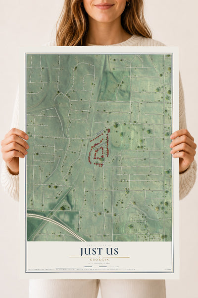 Just Us, Georgia map print, 18" x 24" Archival Matte Print mockup