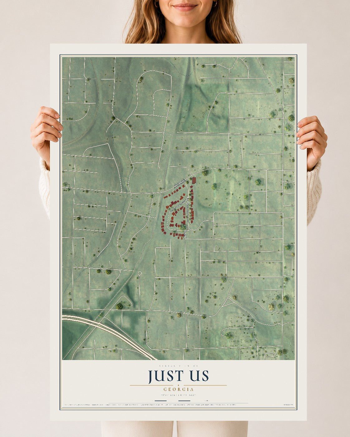Just Us, Georgia map print, 24" x 36" Archival Matte Print mockup