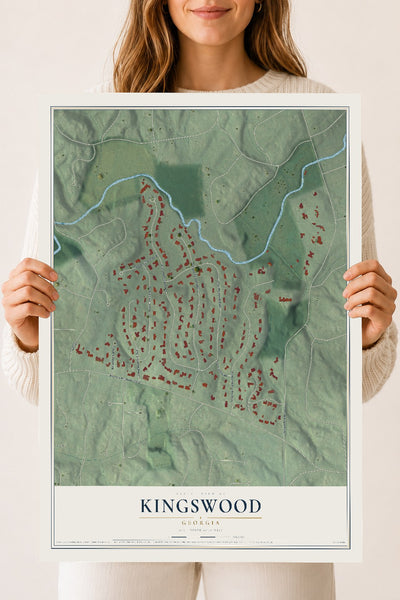 Kingswood, Georgia map print, 18" x 24" Archival Matte Print mockup