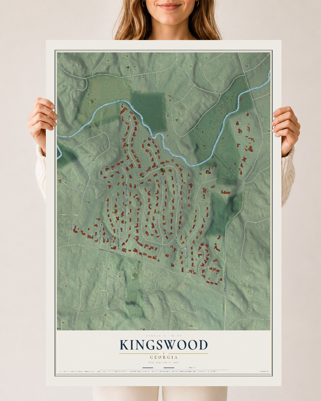 Kingswood, Georgia map print, 24" x 36" Archival Matte Print mockup