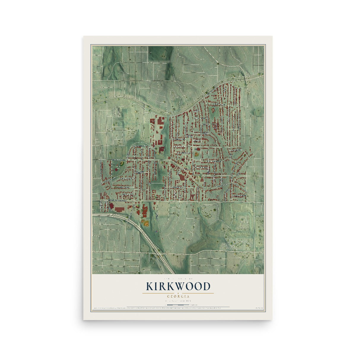 Kirkwood, Georgia map print, 12" x 18" Archival Matte Print mockup