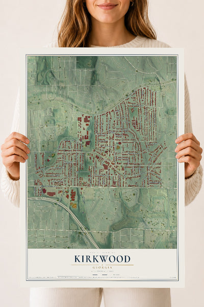 Kirkwood, Georgia map print, 18" x 24" Archival Matte Print mockup