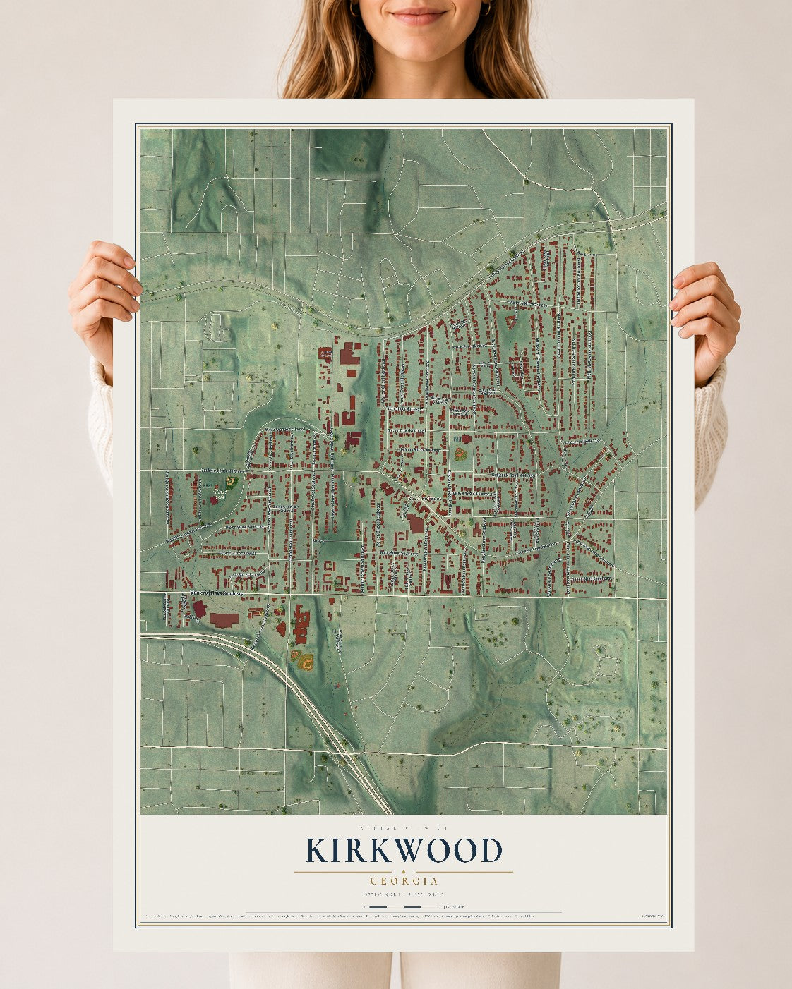 Kirkwood, Georgia map print, 24" x 36" Archival Matte Print mockup