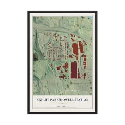 Knight Park-Howell Station, Georgia map print, 12" x 18" W/ Black Ayous Wood Frame mockup