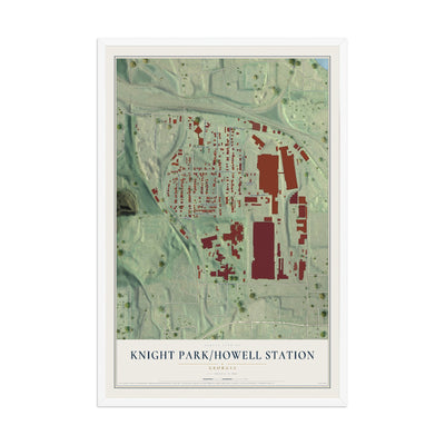 Knight Park-Howell Station, Georgia map print, 12" x 18" W/ White Ayous Wood Frame mockup