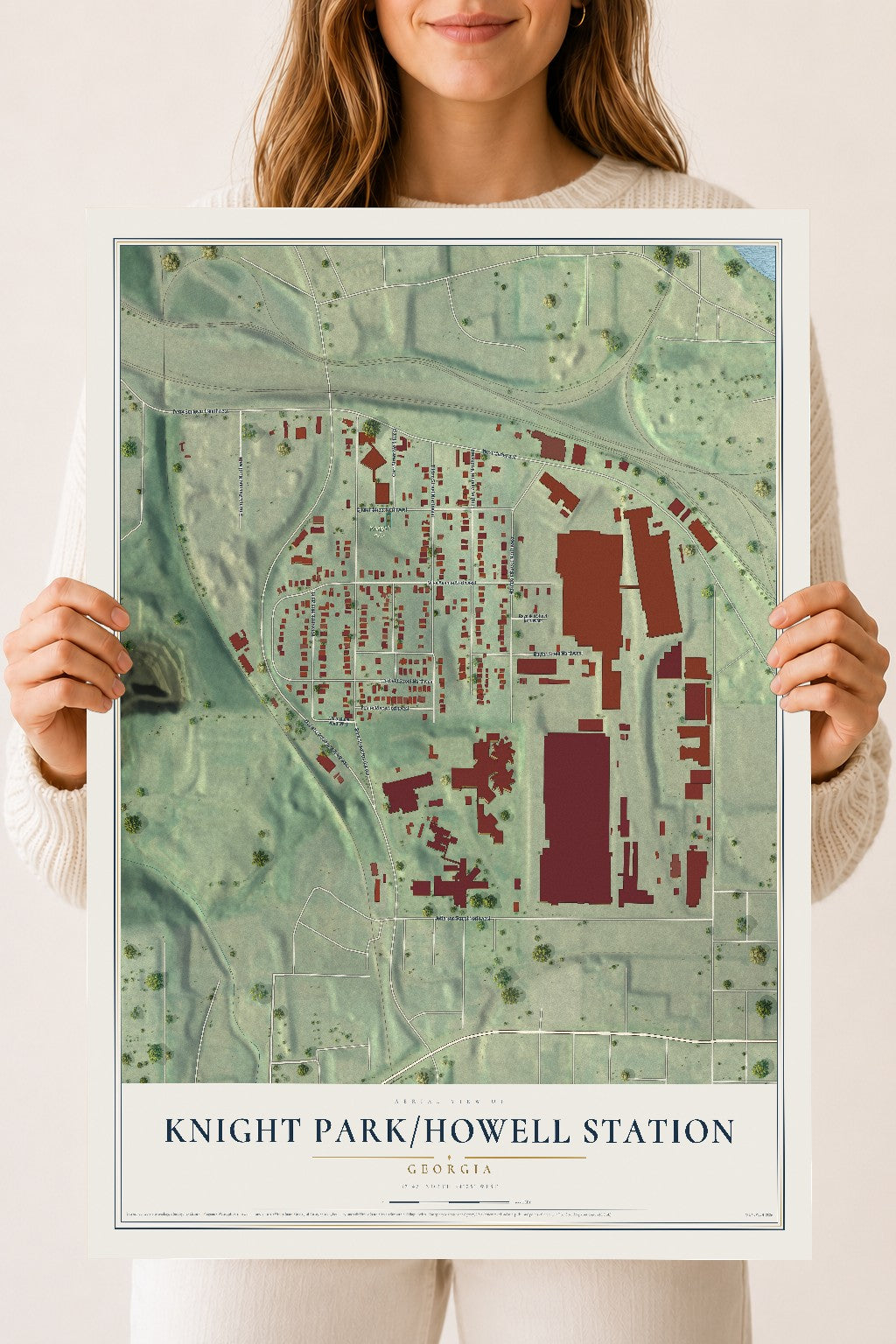 Knight Park-Howell Station, Georgia map print, 18" x 24" Archival Matte Print mockup
