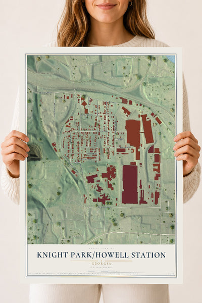 Knight Park-Howell Station, Georgia map print, 18" x 24" Archival Matte Print mockup