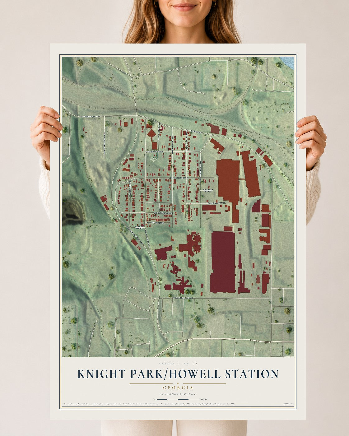 Knight Park-Howell Station, Georgia map print, 24" x 36" Archival Matte Print mockup