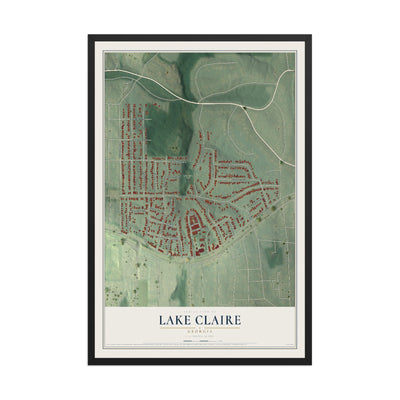 Lake Claire, Georgia map print, 12" x 18" W/ Black Ayous Wood Frame mockup