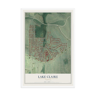 Lake Claire, Georgia map print, 12" x 18" W/ White Ayous Wood Frame mockup
