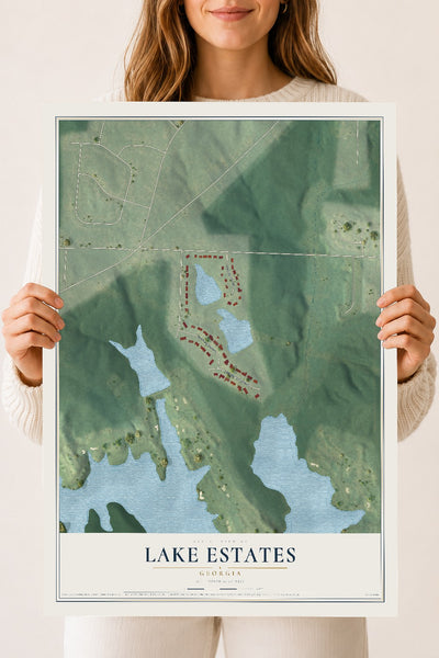 Lake Estates, Georgia map print, 18" x 24" Archival Matte Print mockup