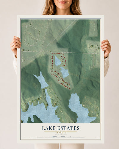 Lake Estates, Georgia map print, 24" x 36" Archival Matte Print mockup