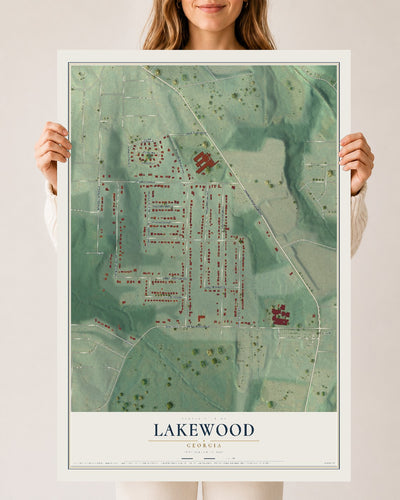 Lakewood, Georgia map print, 24" x 36" Archival Matte Print mockup