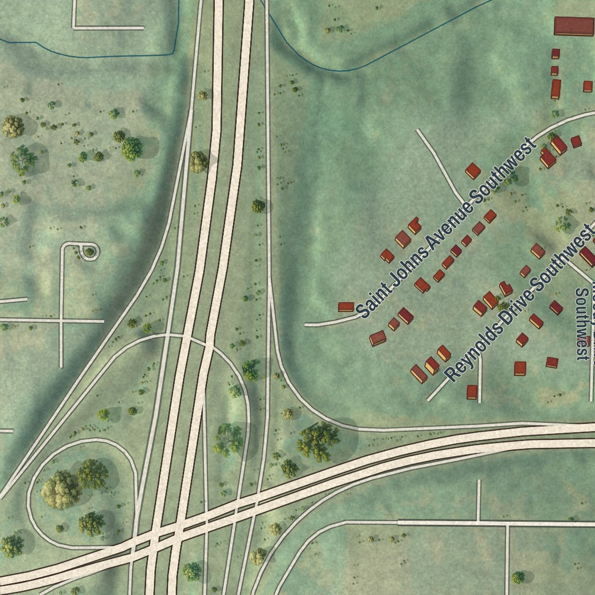 Close-up 2 of the Lakewood Heights, Georgia map artwork