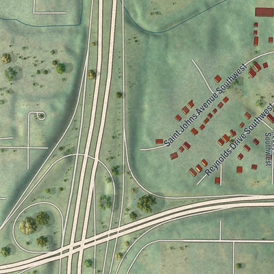 Close-up 2 of the Lakewood Heights, Georgia map artwork