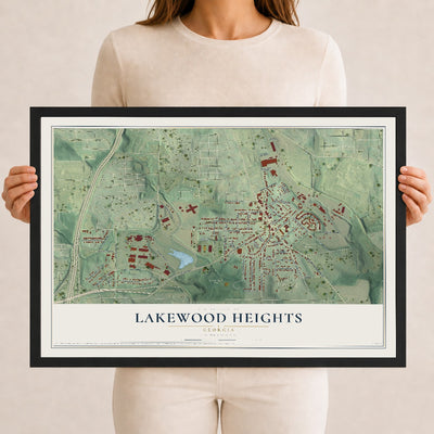 Lakewood Heights, Georgia map print, 12" x 18" W/ Black Ayous Wood Frame mockup