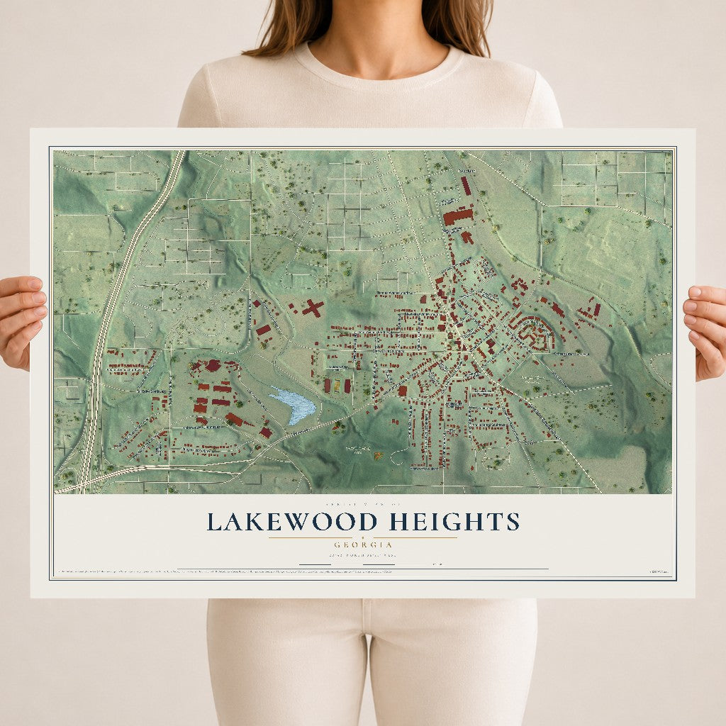 Lakewood Heights, Georgia map print, 18" x 24" Archival Matte Print mockup