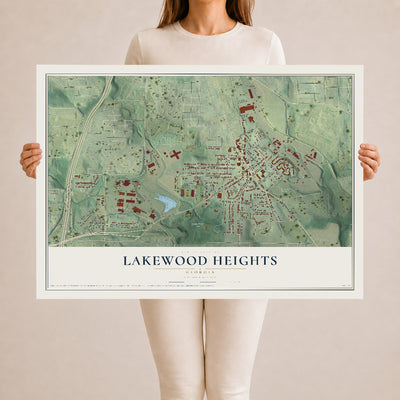 Lakewood Heights, Georgia map print, 24" x 36" Archival Matte Print mockup