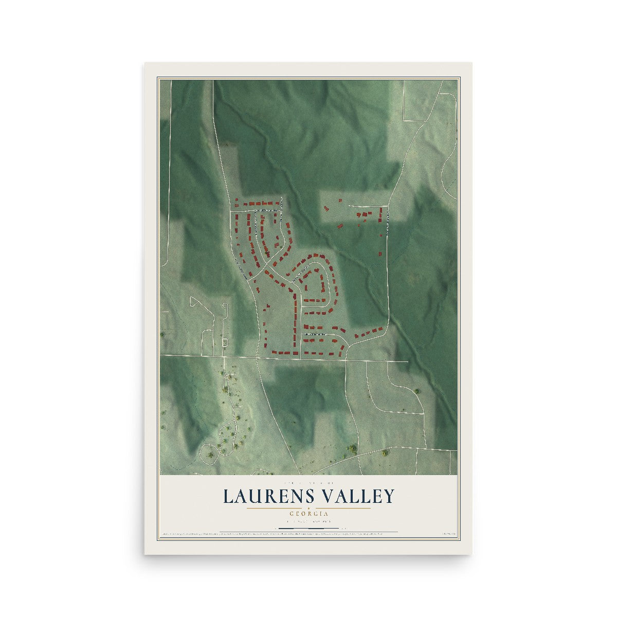 Laurens Valley, Georgia map print, 12" x 18" Archival Matte Print mockup