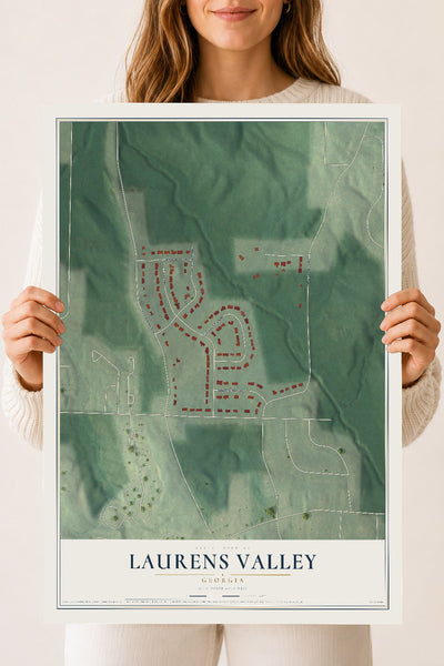 Laurens Valley, Georgia map print, 18" x 24" Archival Matte Print mockup