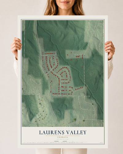 Laurens Valley, Georgia map print, 24" x 36" Archival Matte Print mockup