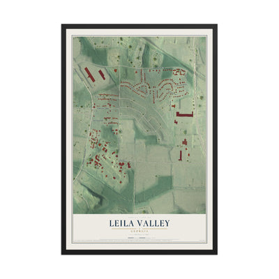 Leila Valley, Georgia map print, 12" x 18" W/ Black Ayous Wood Frame mockup