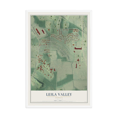 Leila Valley, Georgia map print, 12" x 18" W/ White Ayous Wood Frame mockup
