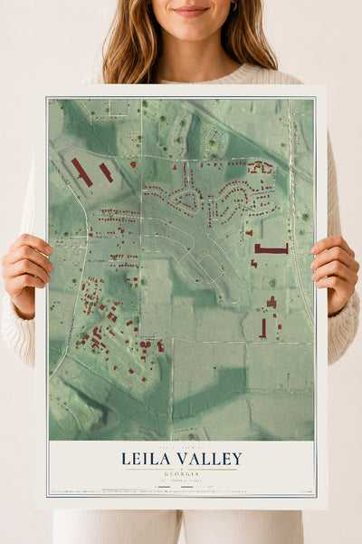 Leila Valley, Georgia map print, 18" x 24" Archival Matte Print mockup