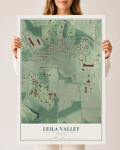 Leila Valley, Georgia map print, 24" x 36" Archival Matte Print mockup