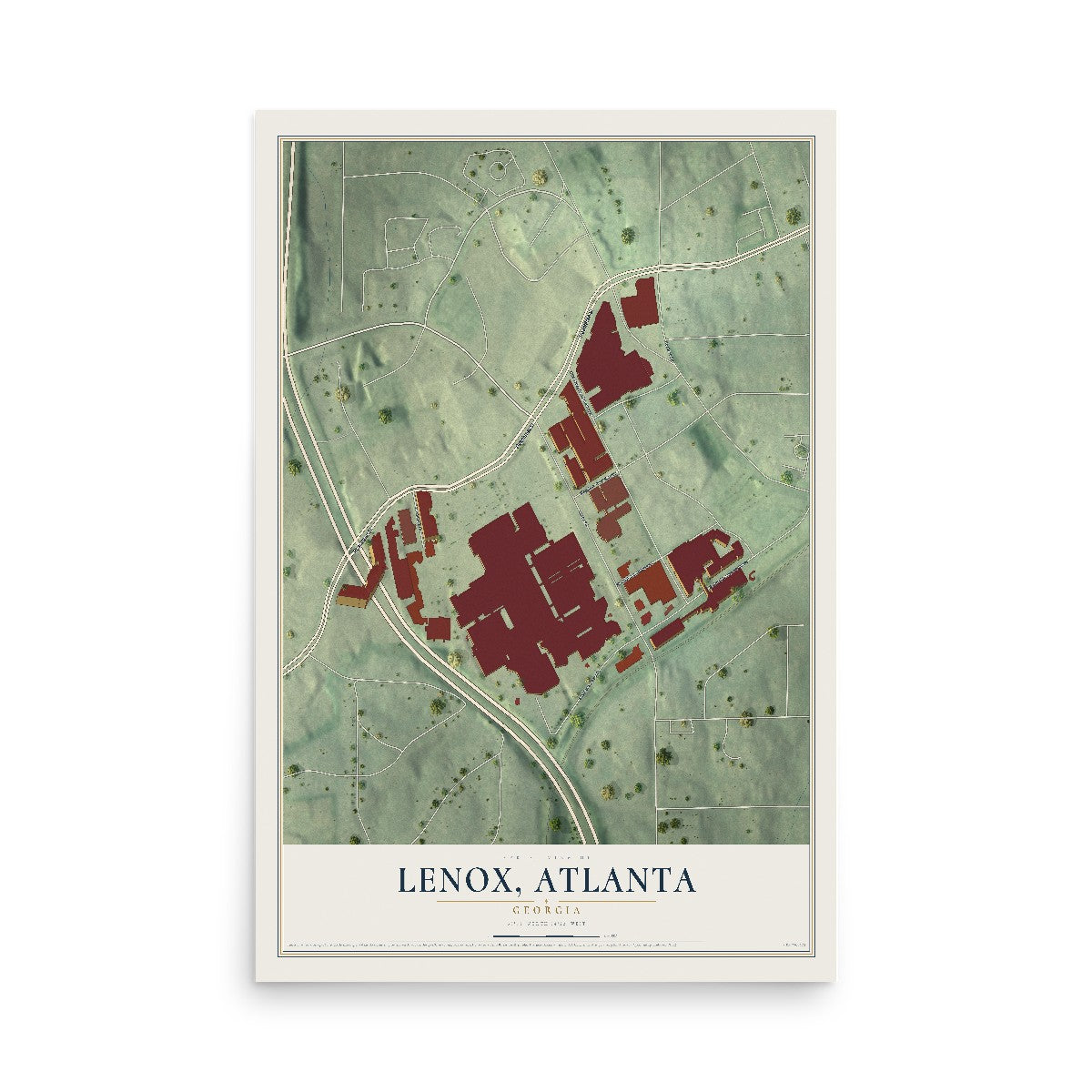 Lenox, Georgia map print, 12" x 18" Archival Matte Print mockup