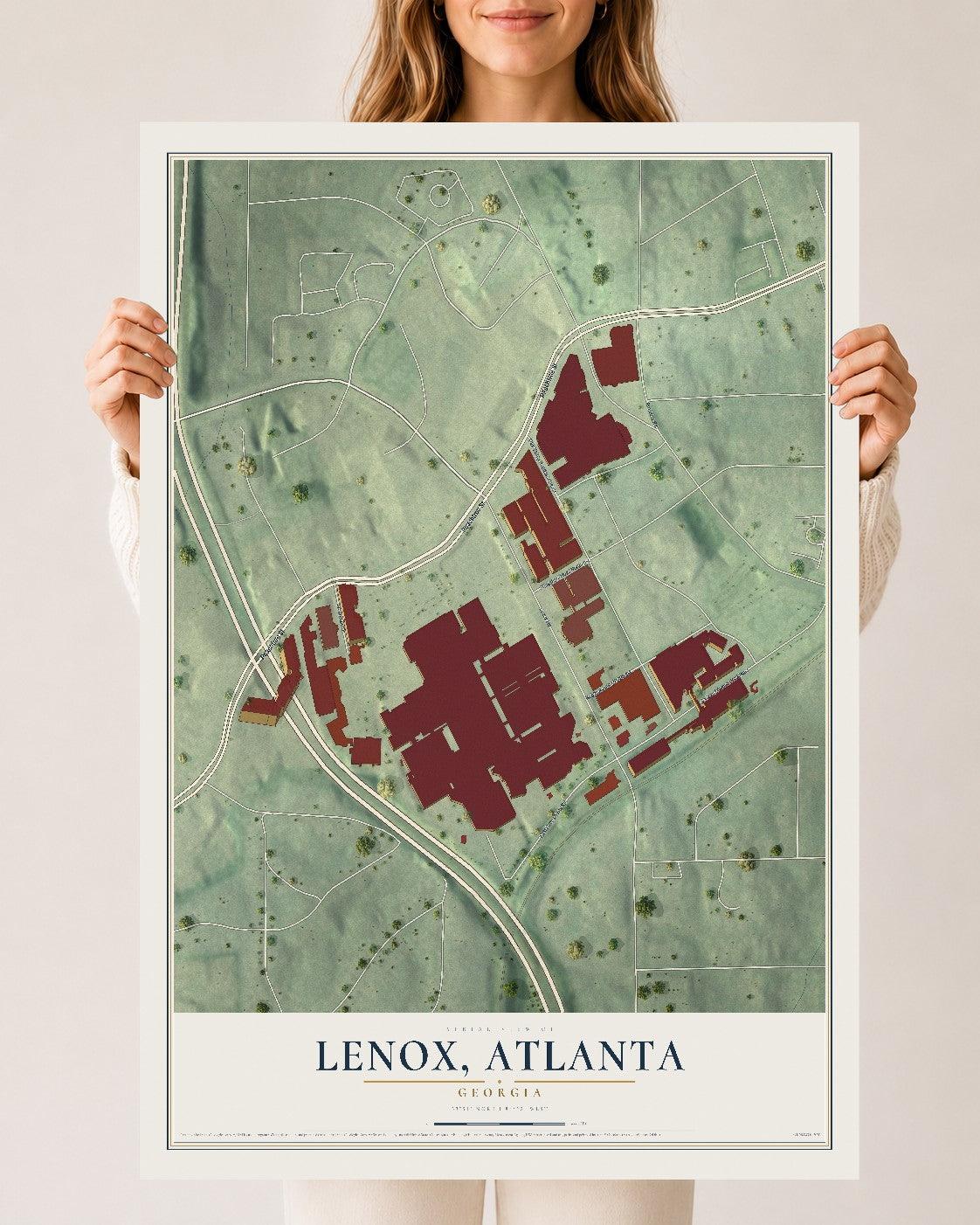 Lenox, Georgia map print, 24" x 36" Archival Matte Print mockup