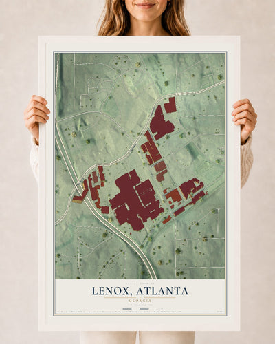 Lenox, Georgia map print, 24" x 36" W/ White Ayous Wood Frame mockup