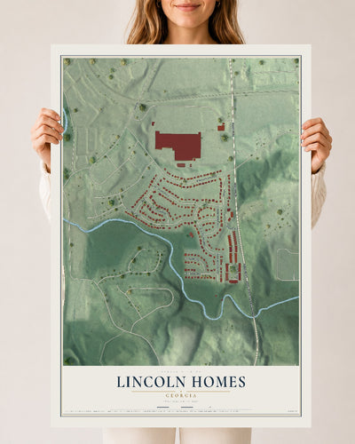 Lincoln Homes, Georgia map print, 24" x 36" Archival Matte Print mockup