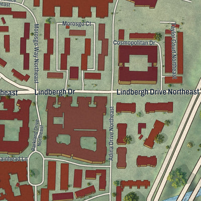 Close-up 1 of the Lindbergh-Morosgo, Georgia map artwork