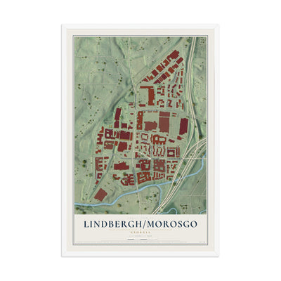 Lindbergh-Morosgo, Georgia map print, 12" x 18" W/ White Ayous Wood Frame mockup