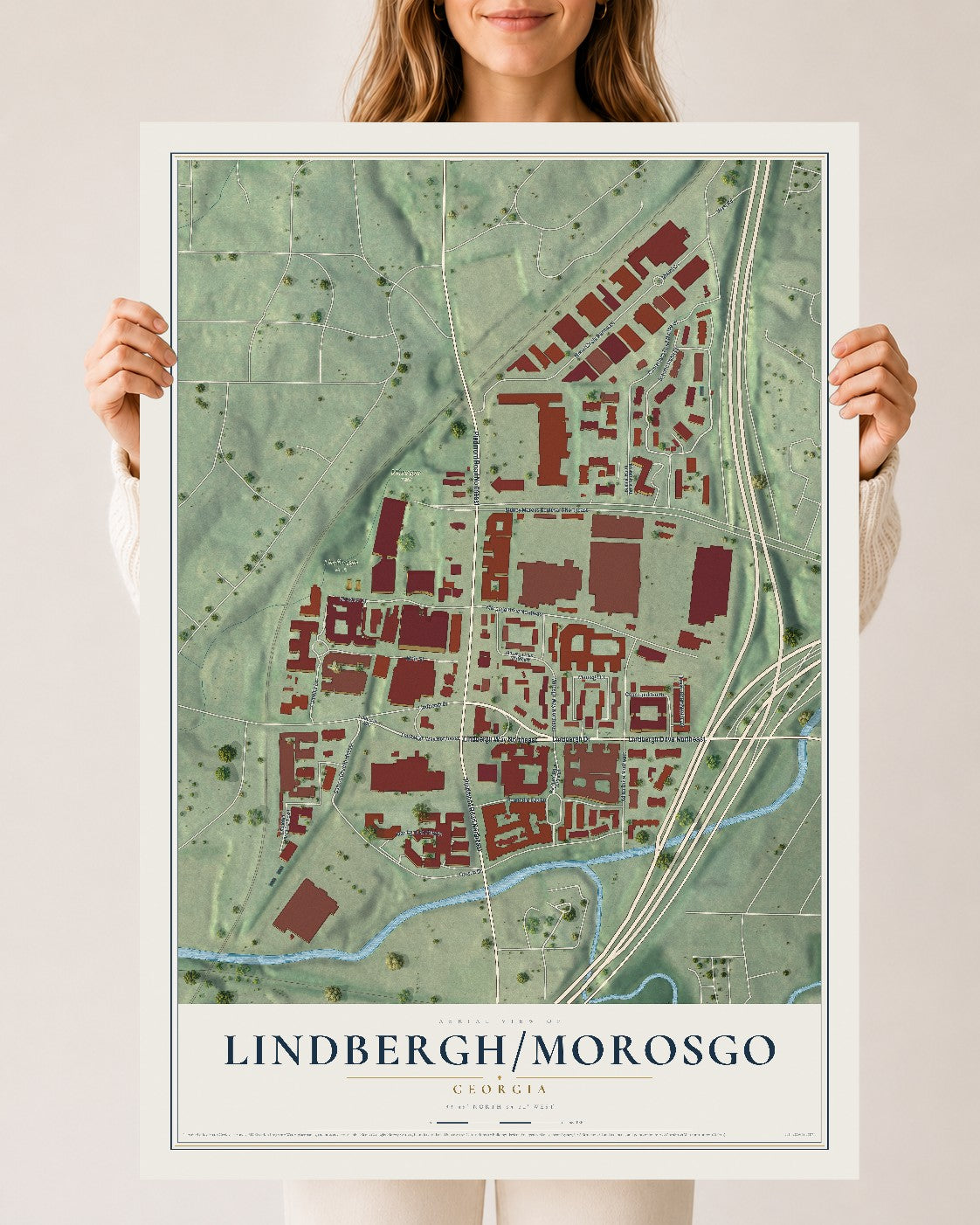 Lindbergh-Morosgo, Georgia map print, 24" x 36" Archival Matte Print mockup