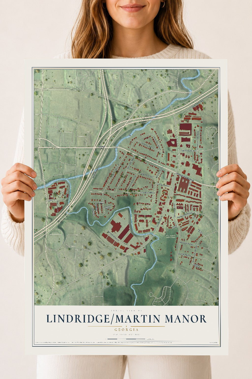 Lindridge-Martin Manor, Georgia map print, 18" x 24" Archival Matte Print mockup