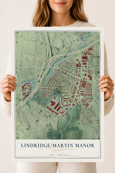 Lindridge-Martin Manor, Georgia map print, 18" x 24" Archival Matte Print mockup