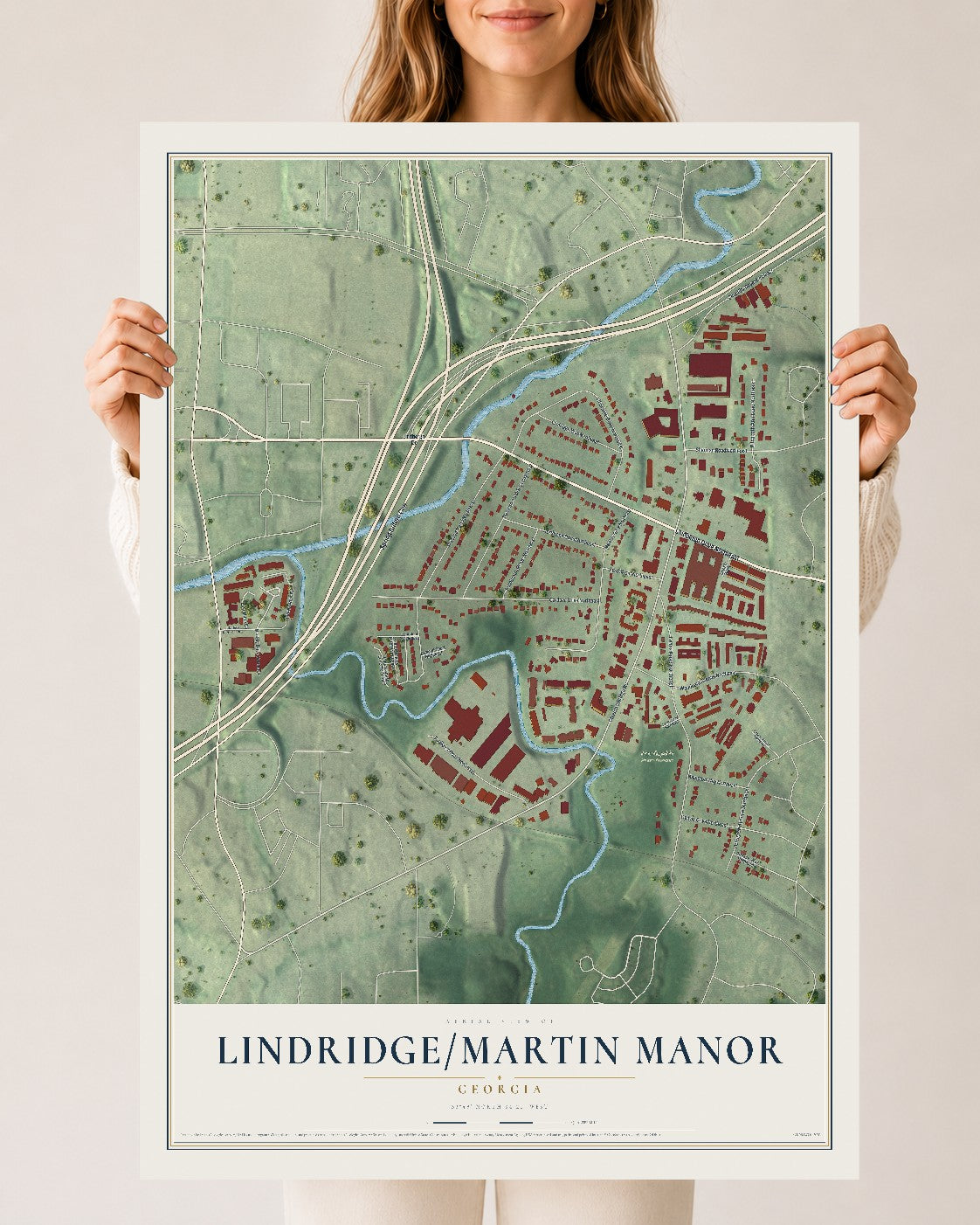 Lindridge-Martin Manor, Georgia map print, 24" x 36" Archival Matte Print mockup