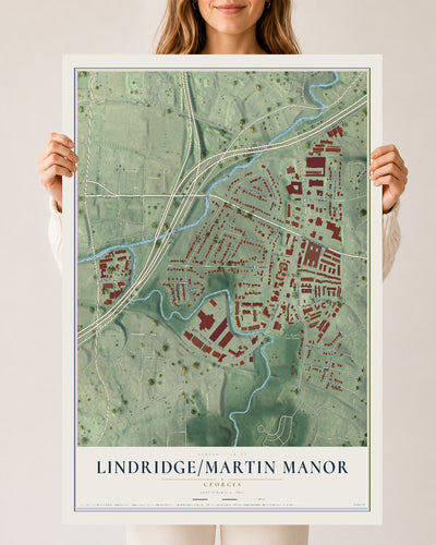 Lindridge-Martin Manor, Georgia map print, 24" x 36" Archival Matte Print mockup