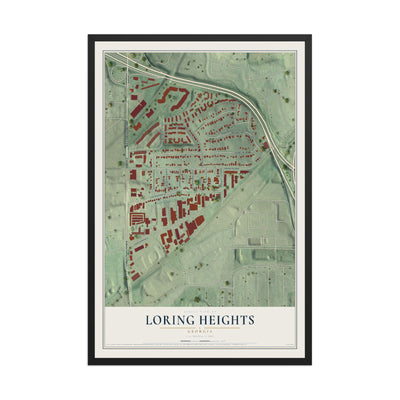 Loring Heights, Georgia map print, 12" x 18" W/ Black Ayous Wood Frame mockup