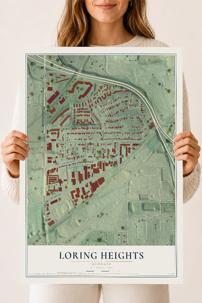 Loring Heights, Georgia map print, 18" x 24" Archival Matte Print mockup