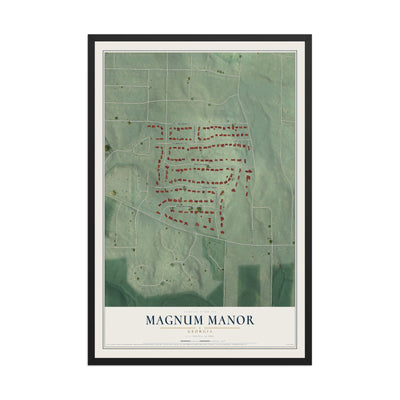 Magnum Manor, Georgia map print, 12" x 18" W/ Black Ayous Wood Frame mockup