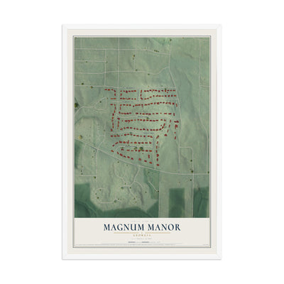 Magnum Manor, Georgia map print, 12" x 18" W/ White Ayous Wood Frame mockup