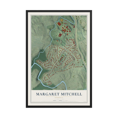 Margaret Mitchell, Georgia map print, 12" x 18" W/ Black Ayous Wood Frame mockup