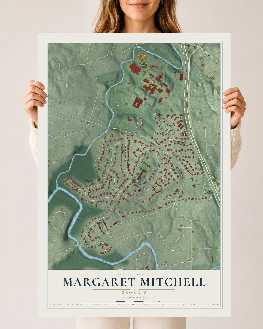 Margaret Mitchell, Georgia map print, 24" x 36" Archival Matte Print mockup