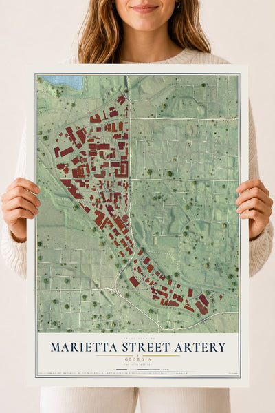 Marietta Street Artery, Georgia map print, 18" x 24" Archival Matte Print mockup